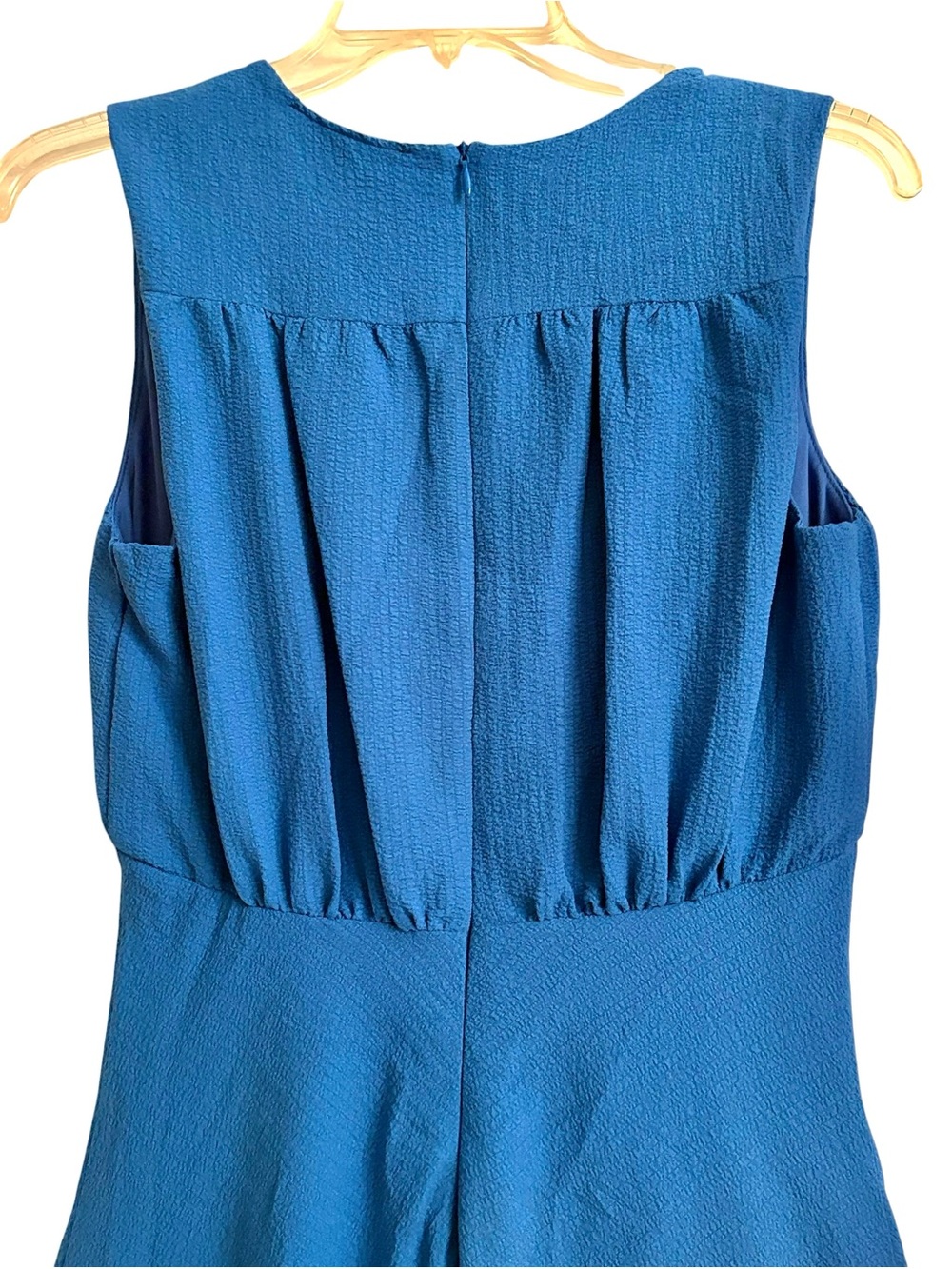 Zarr Collection Blue V-Neck Drop Waist Ruffle Hem Mini Dress Womens 8 Lined EUC - Picture 8 of 12